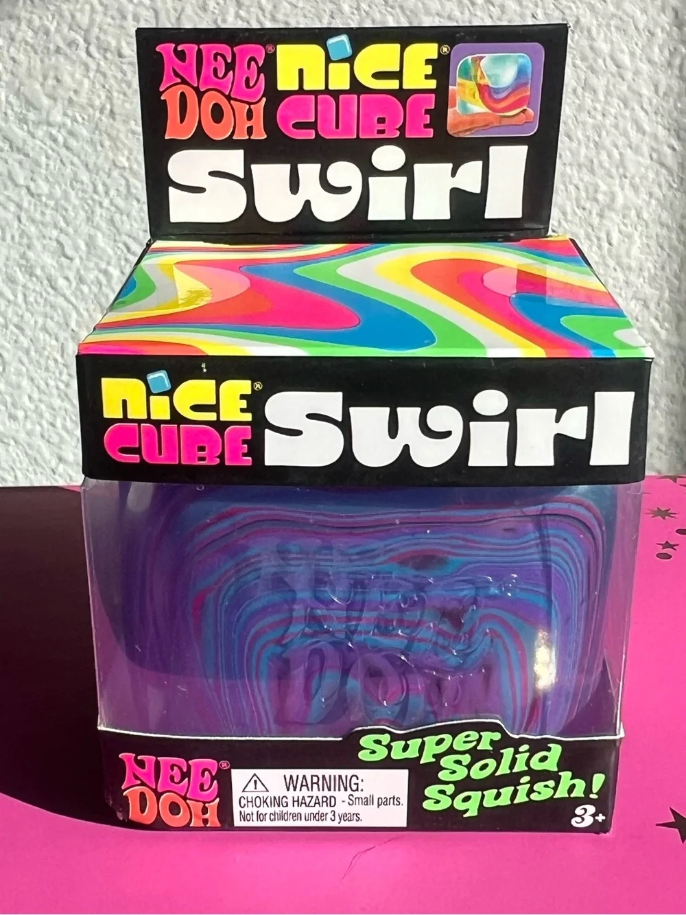 NeeDoh Nice Cube Swirl Super Solid Squish - Purple & Blue